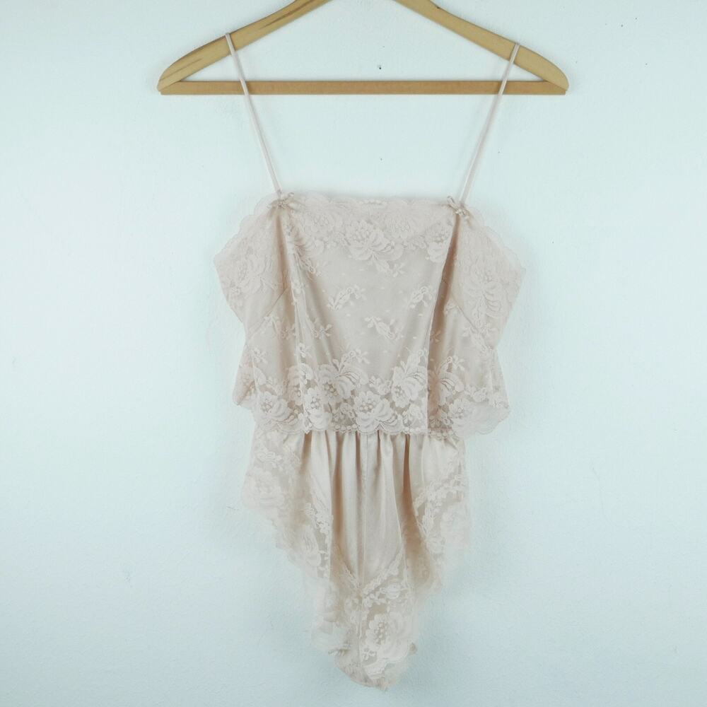 Vintage Small Teddy Bodysuit Lace Coquette Babydoll Soft Girl Grunge Slip‎ Bow